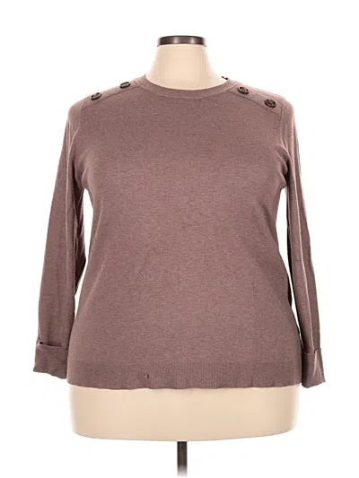 Pre-owned Staccato Long Sleeve Top Brown Crew Neck Tops