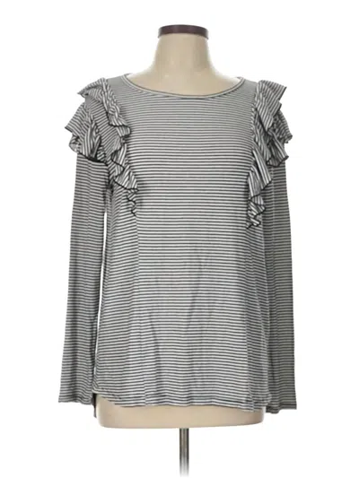 Pre-owned Staccato Long Sleeve Top Gray Ruffles Neckline Tops