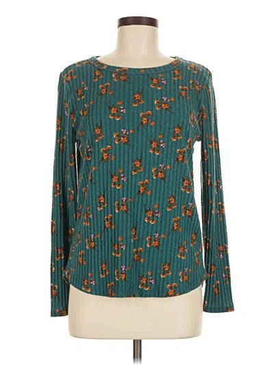 Pre-owned Staccato Long Sleeve Top Teal Boatneck Tops In Blue