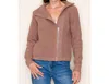 Staccato Mock Neck Asymmetrical Collar Cardigan Jacket In Red Bean In Multi