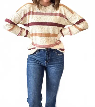 Staccato Oatmeal Rose Sprinkled Crew Neck Sweater In Beige