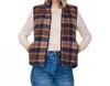 Staccato Plaid Reversible Vest In Brown/blue In Multi