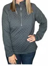 Staccato Polar Collar Pullover Top In Charcoal In Blue