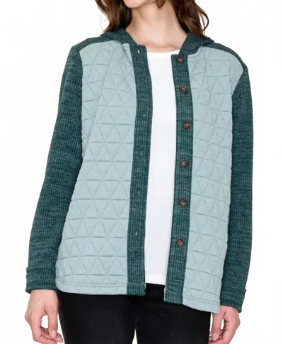 Staccato Quilted Contrast Shacket In Green