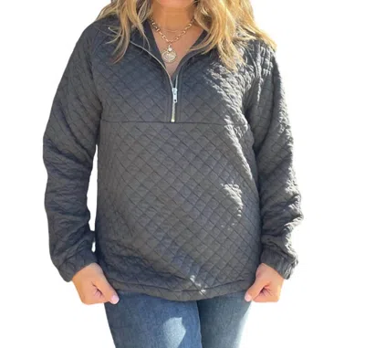 Staccato Quilted Half Zip Sweater In Charcoal In Pink