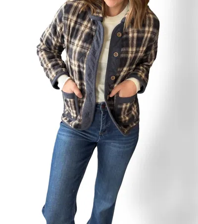 Staccato Quilted Plaid Jacket In Navy In Blue