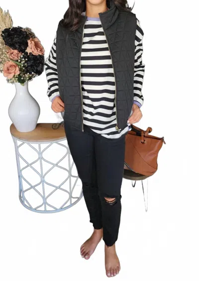 Staccato Quilted Zip Up Vest In Black