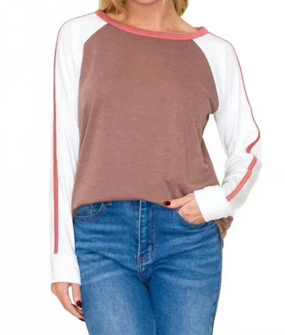 Staccato Raglan Long Sleeve Shirt In Light Brown