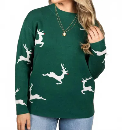 Staccato Reindeer Sweater In Green