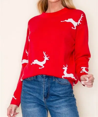 Staccato Reindeer Sweater In Red