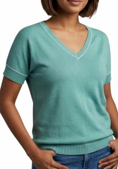 Staccato Sara Stitched Accent Top In Sage In Green