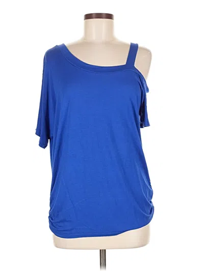 Pre-owned Staccato Short Sleeve Top Blue One Shoulder Neckline Tops