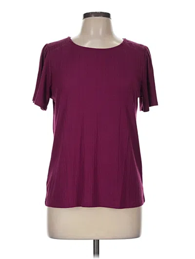 Pre-owned Staccato Short Sleeve Top Burgundy Crew Neck Tops