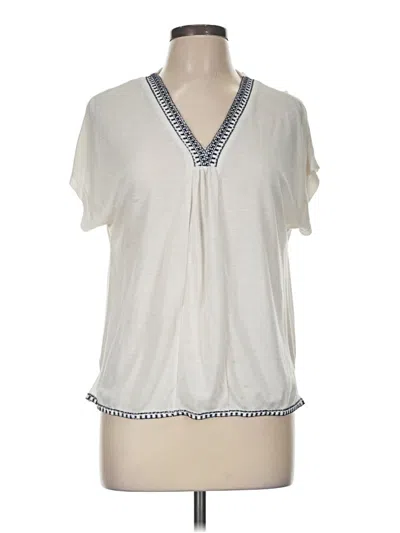 Pre-owned Staccato Short Sleeve Top Ivory V Neck Tops In White
