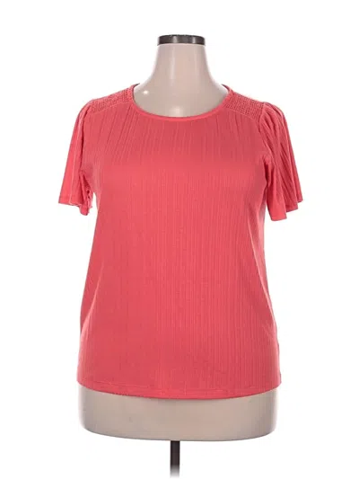 Staccato Short Sleeve Top Pink Scoop Neck Tops