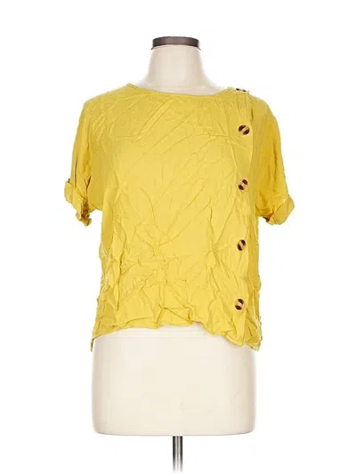 Pre-owned Staccato Short Sleeve Top Yellow Square Neckline Tops