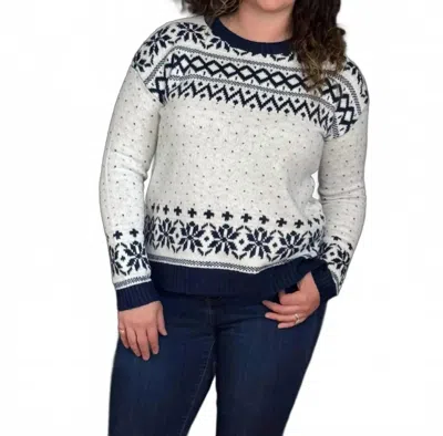 Staccato Ski Lodge Sweetheart Sweater In Ivory Navy In Multi