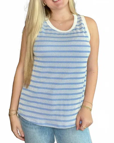 Staccato Textured Stripe Top In Pale Blue