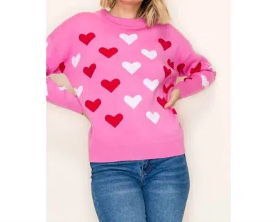 Staccato Valentine Heart Sweater In Brick Red In Pink