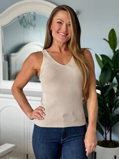 Staccato Veronica Tank Top In Oatmeal In White