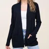 STACCATO WAFFLE TEXTURED OPEN FRONT CARDIGAN IN MIDNIGHT BLUE