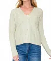 Staccato Winnie Knit Cardigan In Light Olive In Green