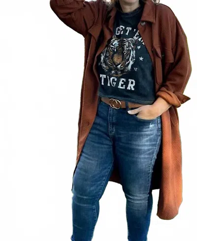 Staccato Women's Carter Textured Overshirt Duster Jacket In Copper In Brown