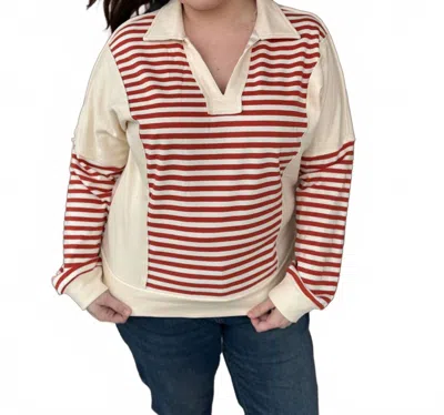 Staccato Women's Terry Polo Top In Orange In Brown