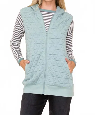 Staccato Wrinley Long Vest In Smoky Jade In Blue