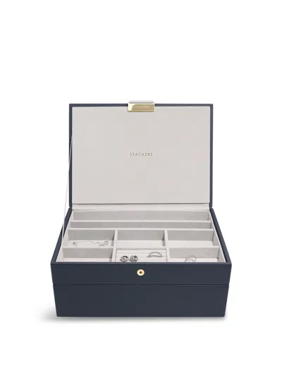 Stackers Classic (set Of 2) Jewellery Box Navy In Pebble Navy