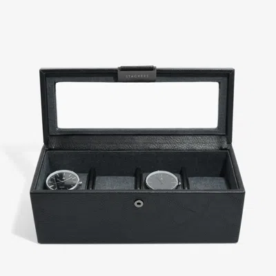 Stackers Men's  Black Four Piece Watch Box
