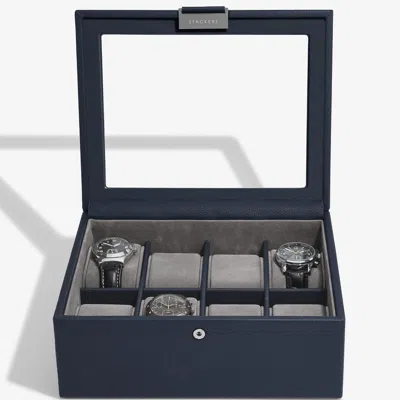 Stackers Men's  Navy Blue Eight Piece Watch Box