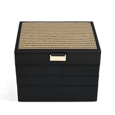 Stackers Women's Black / Brown  Raffia Black Jewellery Box Set Of Four In Multi
