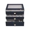 Stackers Women's Blue  Navy Pebble Classic Jewelry Box With Drawers In Blue