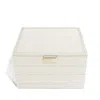 Stackers Women's Neutrals  Classic Linen Jewellery Box Set Of Three In Black