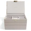 Stackers Women's Neutrals  Classic Taupe Jewellery Box Set Of Three In Black