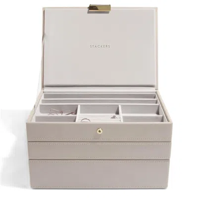 Stackers Women's Neutrals  Classic Taupe Jewellery Box Set Of Three In Black