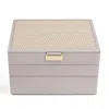 Stackers Women's Neutrals  Classic Taupe Raffia Jewellery Box Set Of Three In Purple