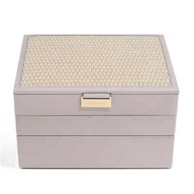 Stackers Women's Neutrals  Classic Taupe Raffia Jewellery Box Set Of Three In Black