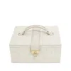 Stackers Women's Neutrals  Linen & Oatmeal Luxury Jewellery Box In White