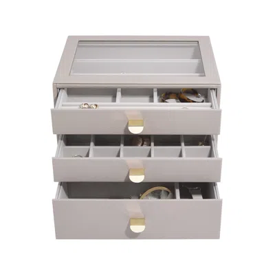 Stackers Women's Neutrals Taupe Classic Jewelry Box With Drawers