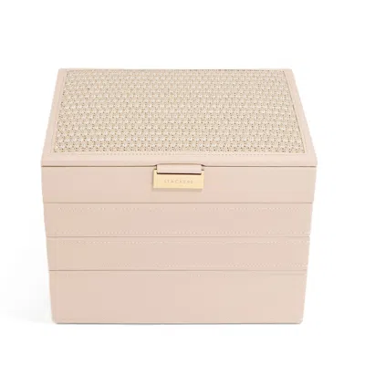 Stackers Women's Pink / Neutrals  Raffia Blush Pink Jewellery Box Classic Set Of Four