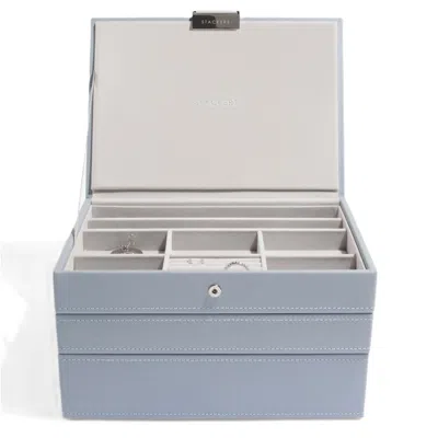Stackers Women's  Classic Dusky Blue Jewellery Box Set Of Three