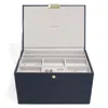 Stackers Women's  Classic Navy Blue Jewellery Box Set Of Three In Blue