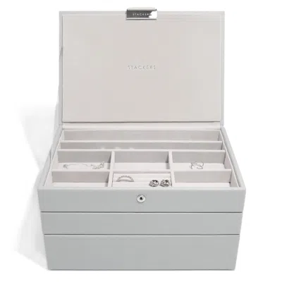 Stackers Women's  Classic Pebble Grey Jewellery Box Set Of Three In Gray