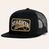 Stackin Bills Black Ace Patch Flat Bill Trucker Cap In Black