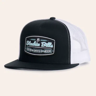 Stackin Bills Black & White Fletching Flat Bill Cap