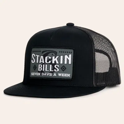 Stackin Bills Black Jewel Patch Flat Bill Trucker Cap