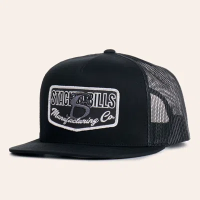 Stackin Bills Black Manufacturing Co. Logo Flat Bill Cap