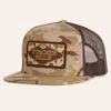 Stackin Bills Brown Camo Feather Patch Flat Bill Trucker Cap In Multi